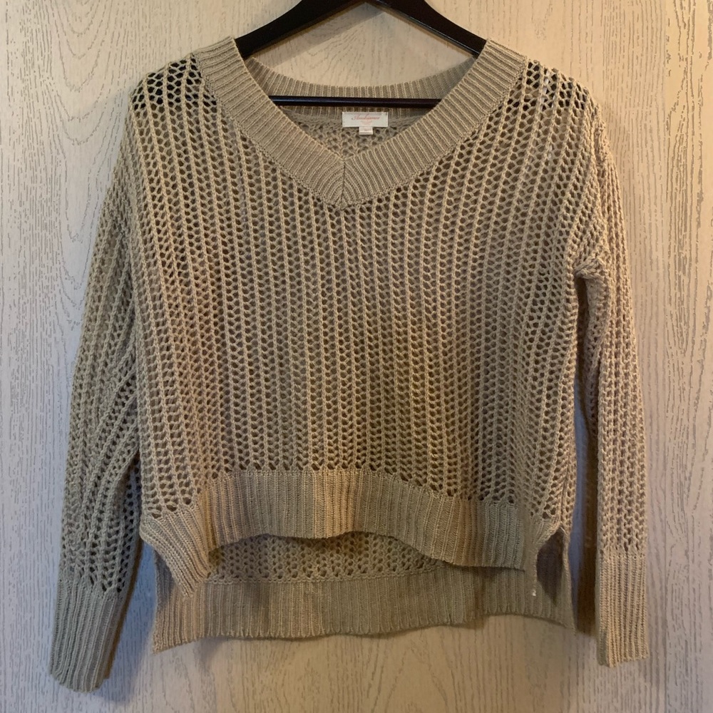 Beige tan knit see through sweater